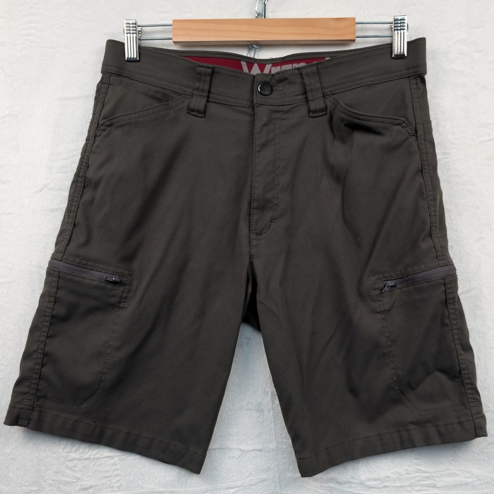 Wrangler Cargo Shorts Men's 32 Brown 10" Hiking Outdoor Nylon Stretch ATG Nature